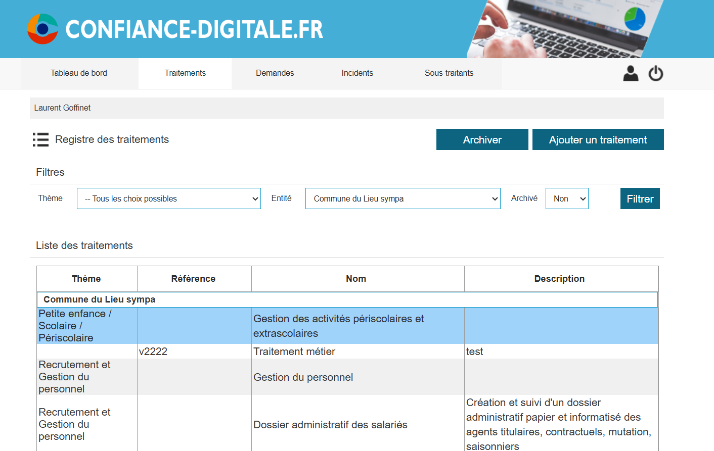 Capture d’écran de l’outil Conformis